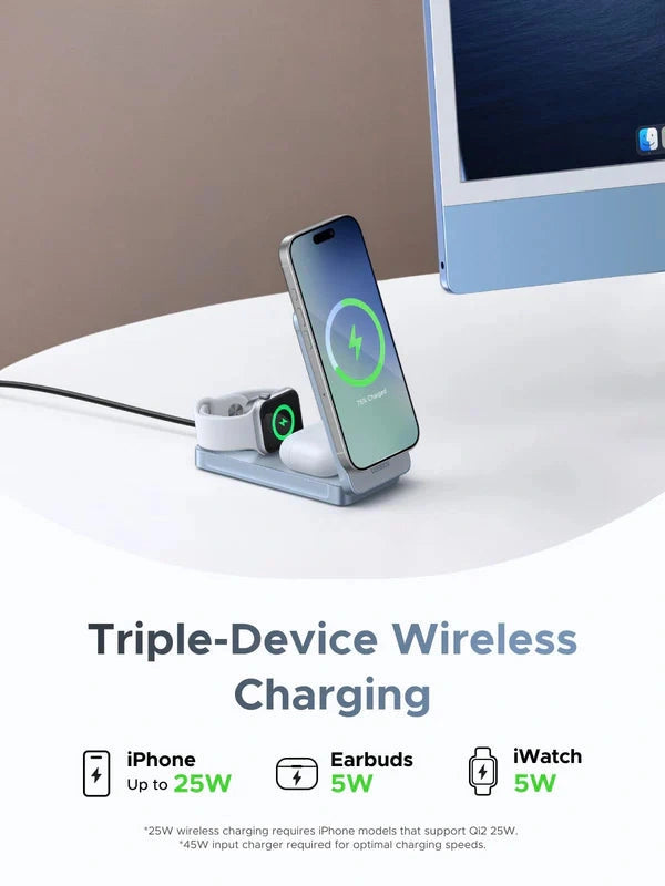 UGREEN شاحن لاسلكي مغناطيسي 3 في 1 بقوة 25 واط - W757