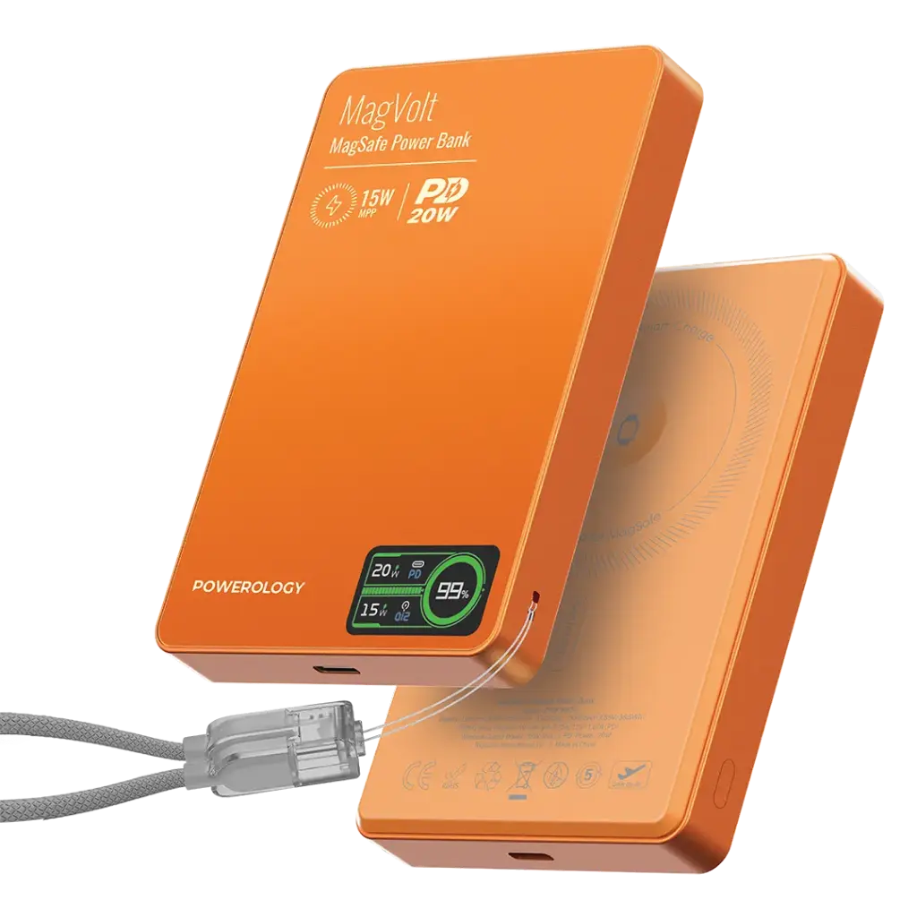 Powerology MagVolt 10000mAh Magnetic Power Bank - PPBCHA75OG - Orange