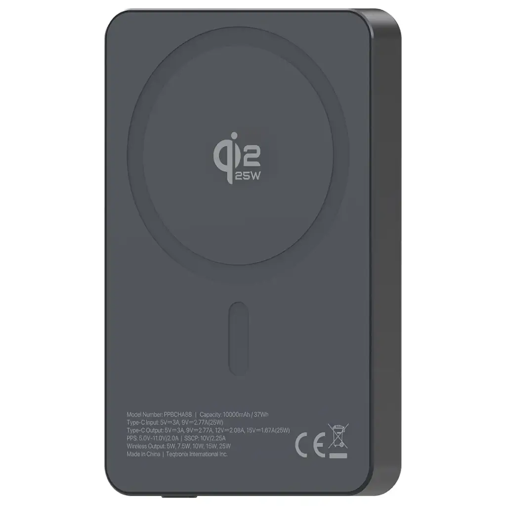 Powerology Blanc25 باور بانك MagSafe 10000 مللي أمبير - رمادي