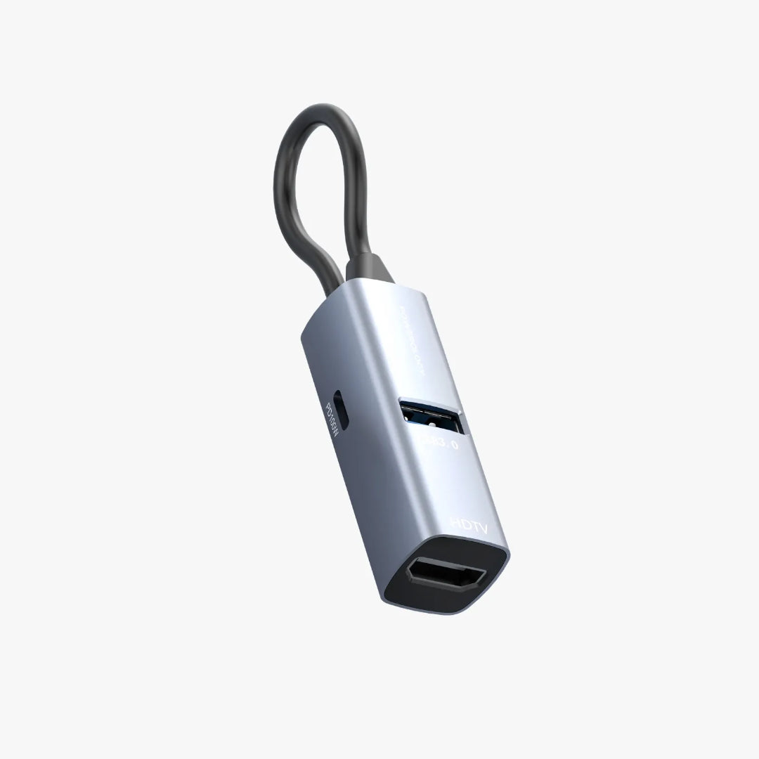 Powerology موزع USB-C صغير من الألومنيوم - PWJT424BK - أسود