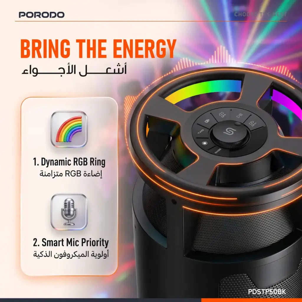 Porodo SoLoud party speaker inputs