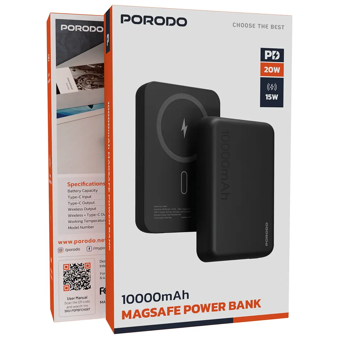 Porodo 10000mAh MagSafe Power Bank Black