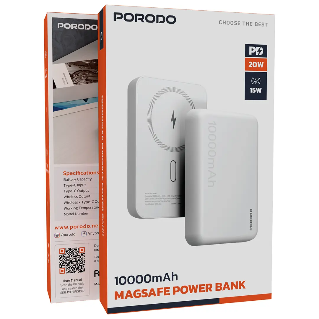 Porodo 10000mAh MagSafe Power Bank White