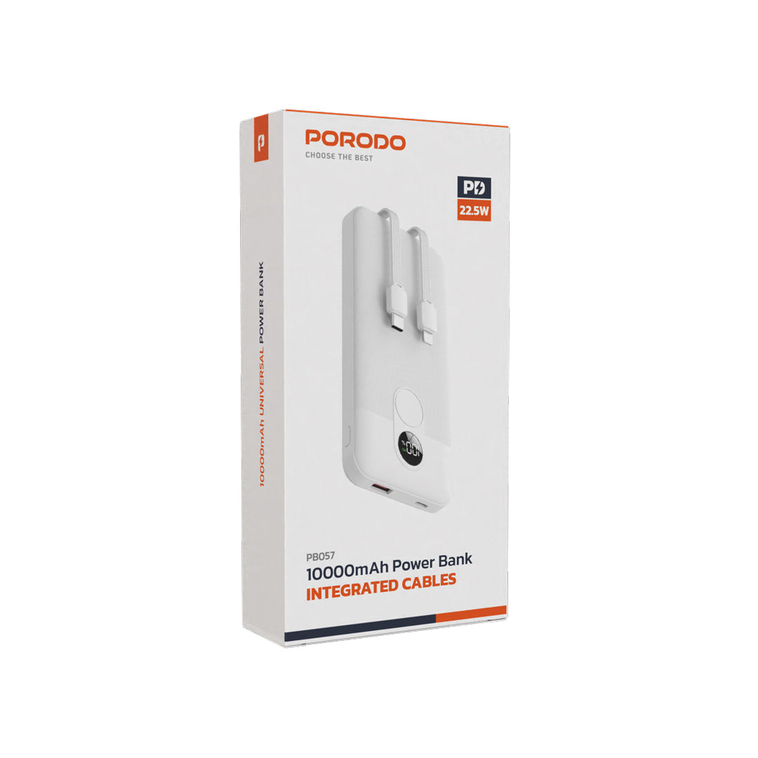 Porodo 10000mAh Power bank Digital Display with C & Lightning Cable - PDPBFCH057BK