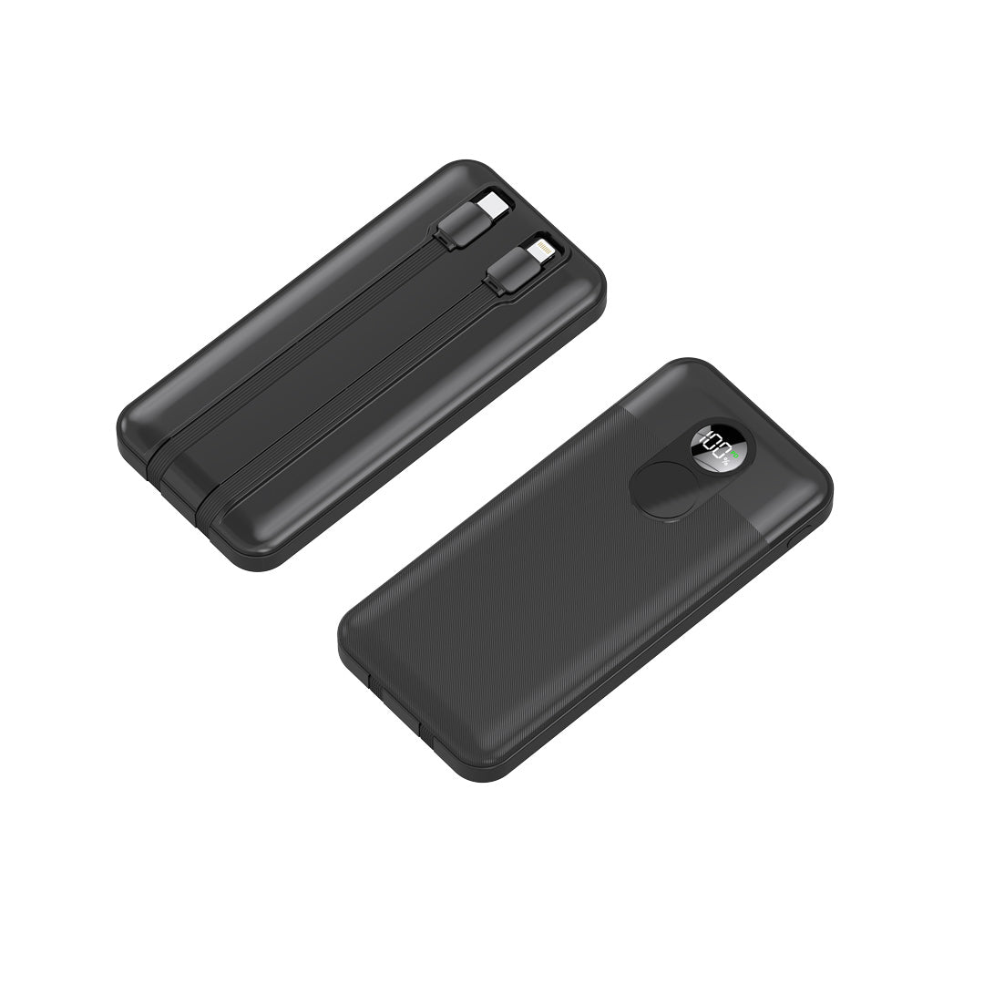 Porodo 10000mAh Power bank Digital Display with C & Lightning Cable - PDPBFCH057BK