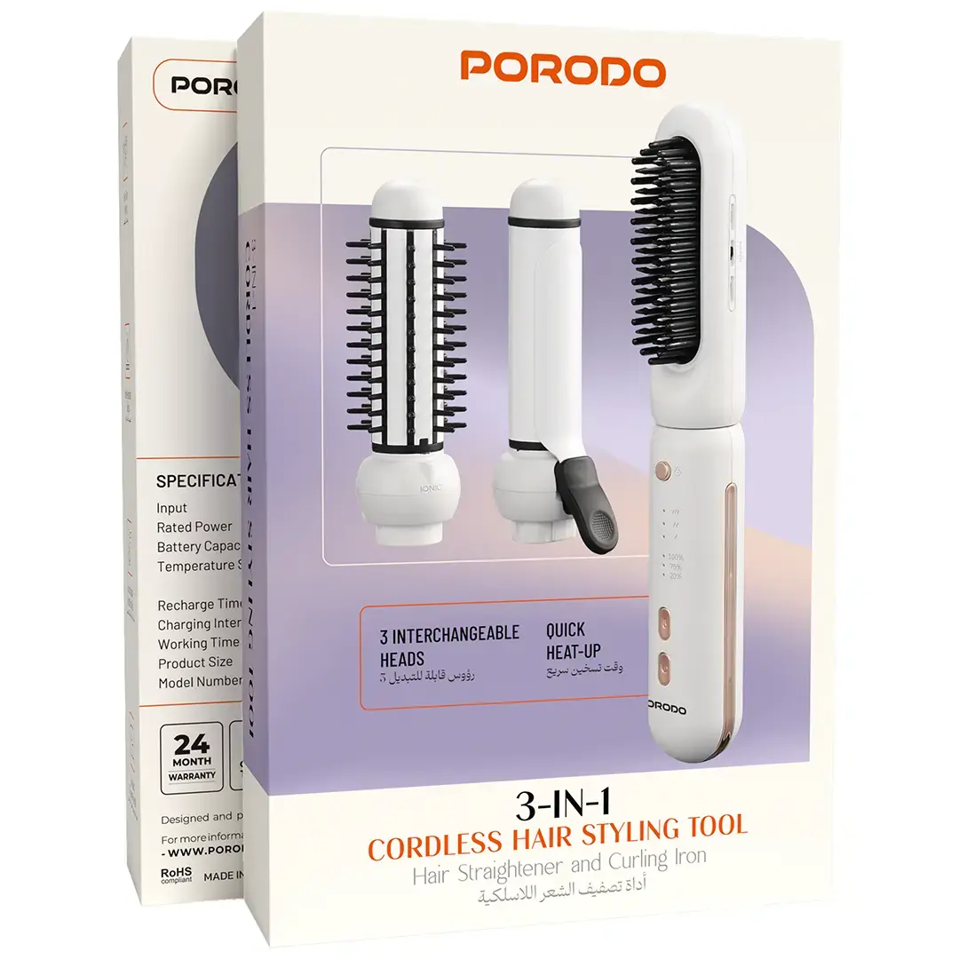 Porodo 3-In-1 Cordless Hair Styling Tool - PDRHS13SWH