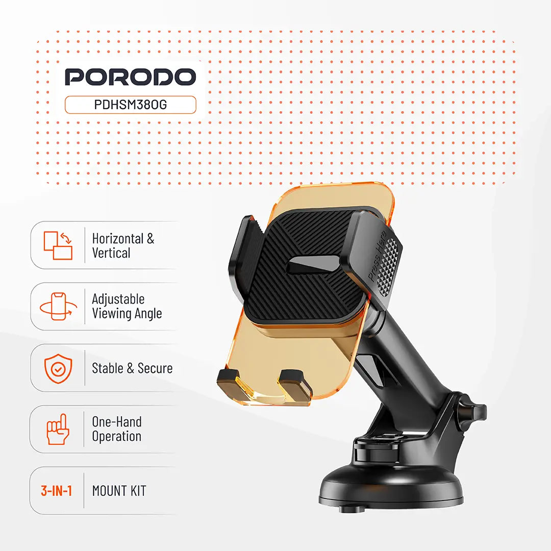 Porodo 3-in-1 Mount Kit Multi Functional Phone Holder - PDHSM38OG