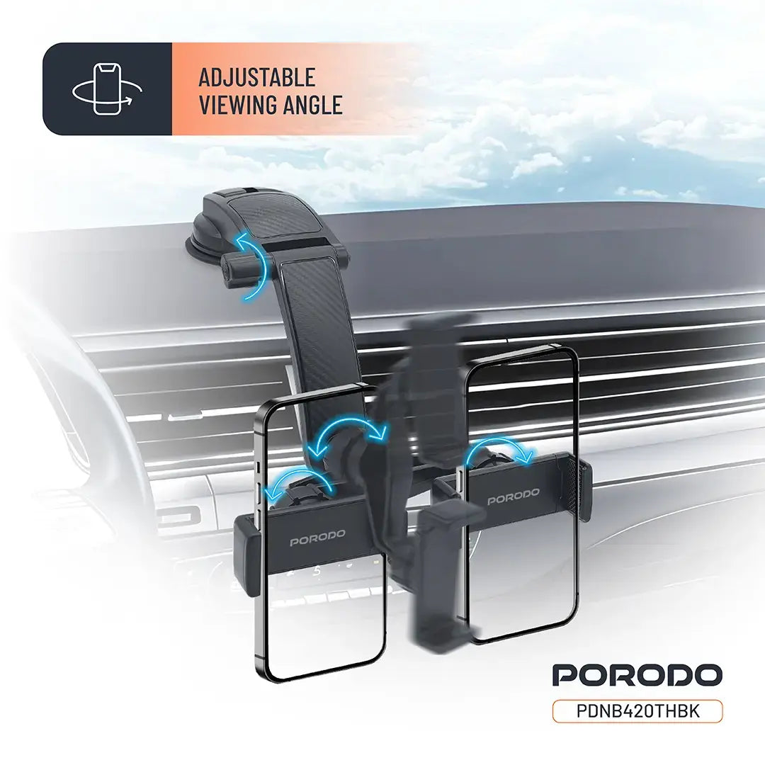 Porodo 360° Rotatable Car Phone Holder - PDNB420THBK