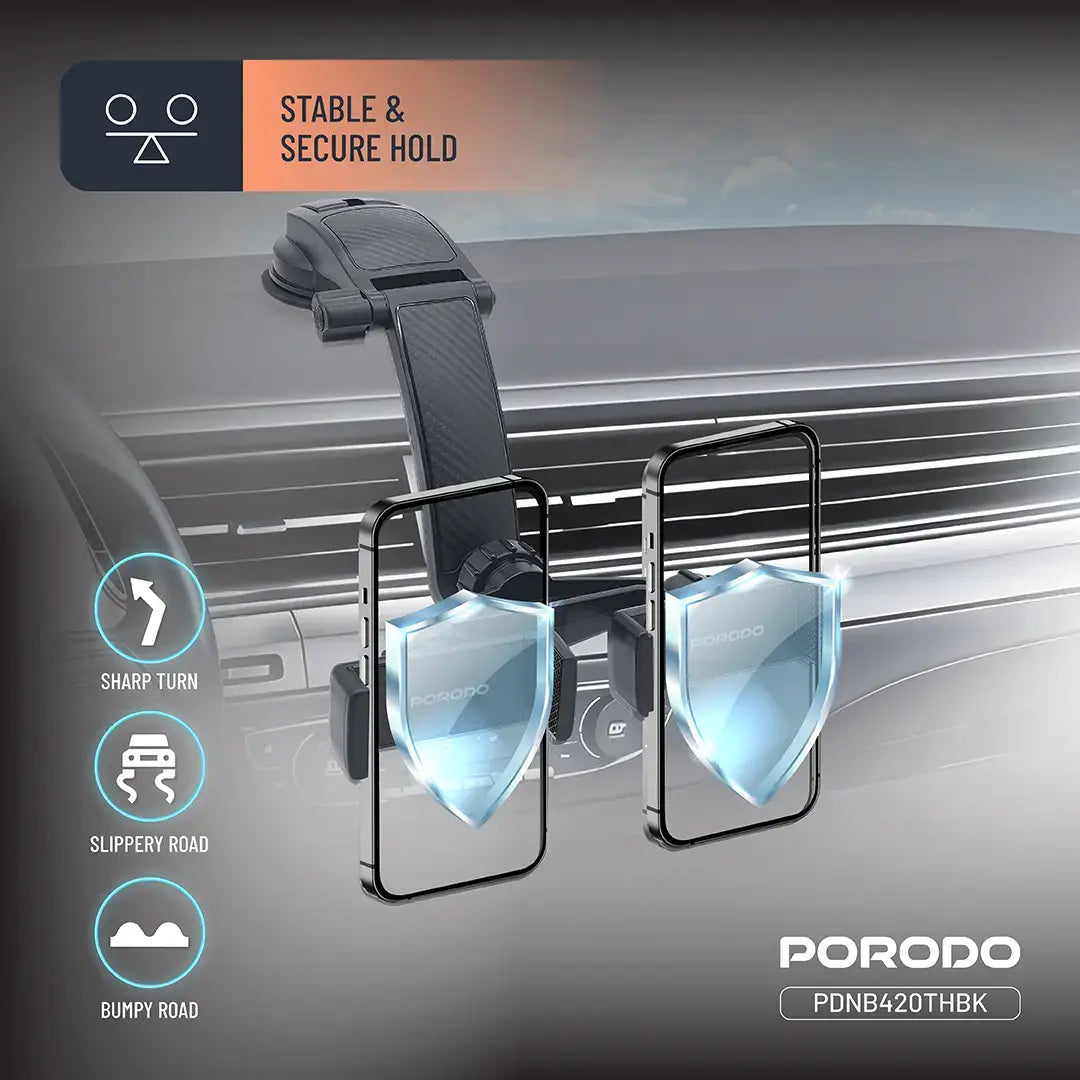Porodo 360° Rotatable Car Phone Holder - PDNB420THBK