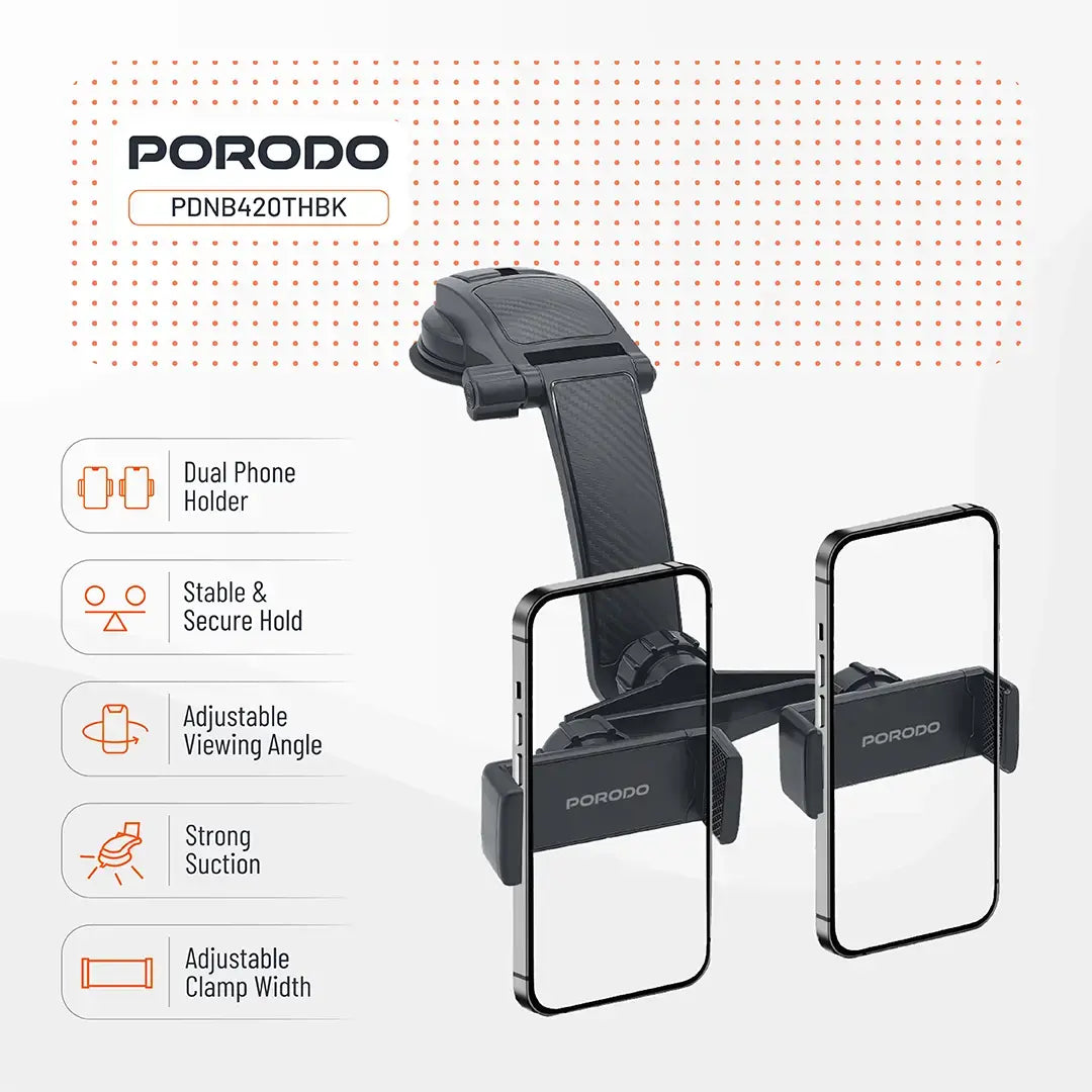 Porodo 360° Rotatable Car Phone Holder - PDNB420THBK