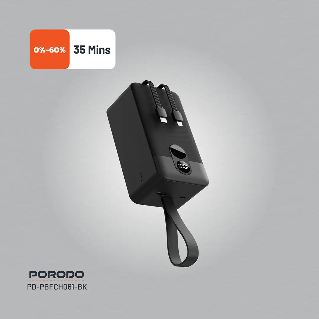 Porodo 50000mAh Power Bank Integrated Cables - PDPBFCH061BK