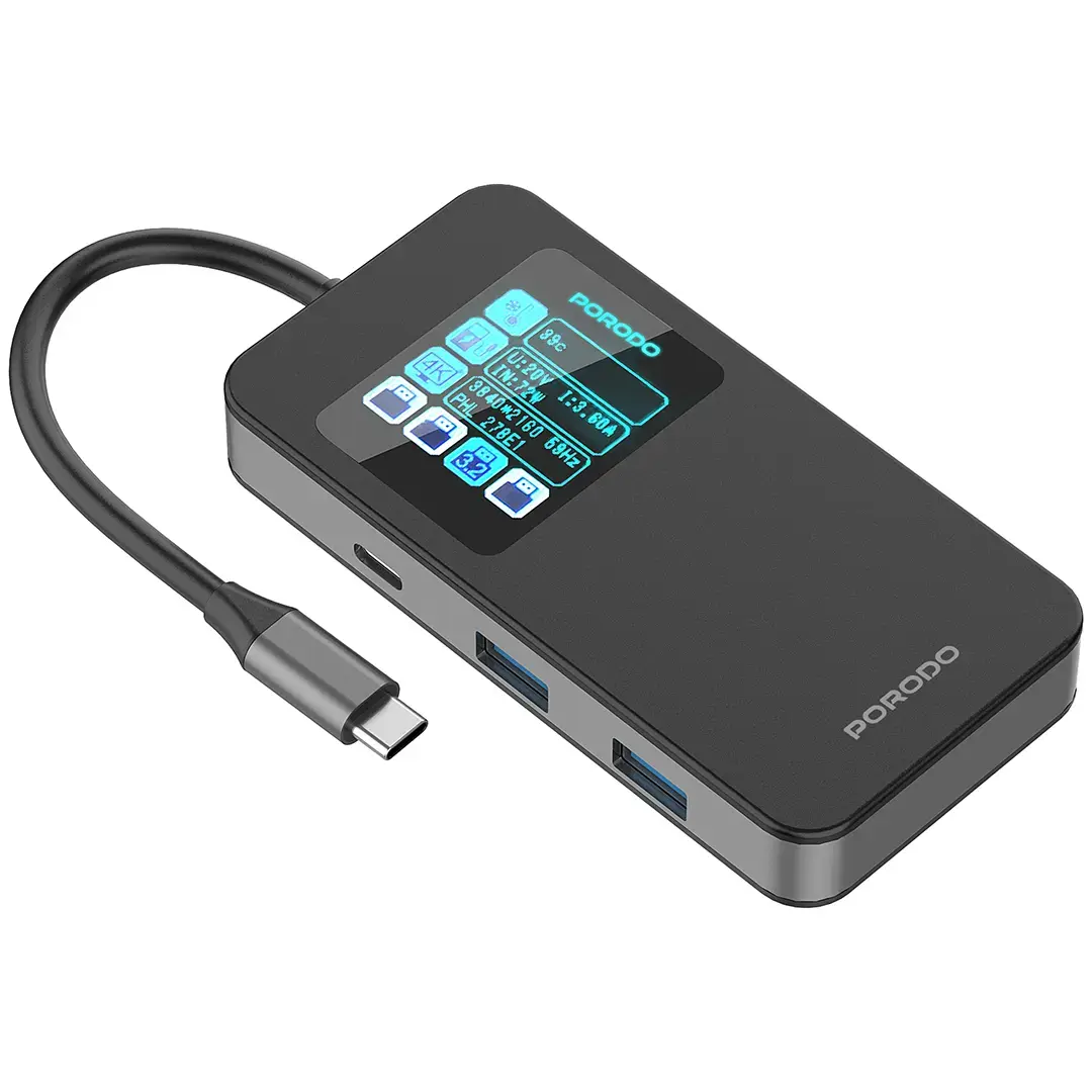 Porodo 6 IN 1 Multi-Port USB-C Hub - PDTC630GY