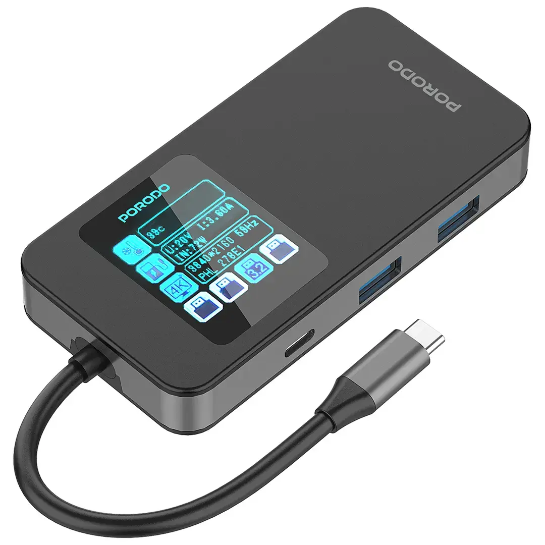 Porodo 6 IN 1 Multi-Port USB-C Hub - PDTC630GY