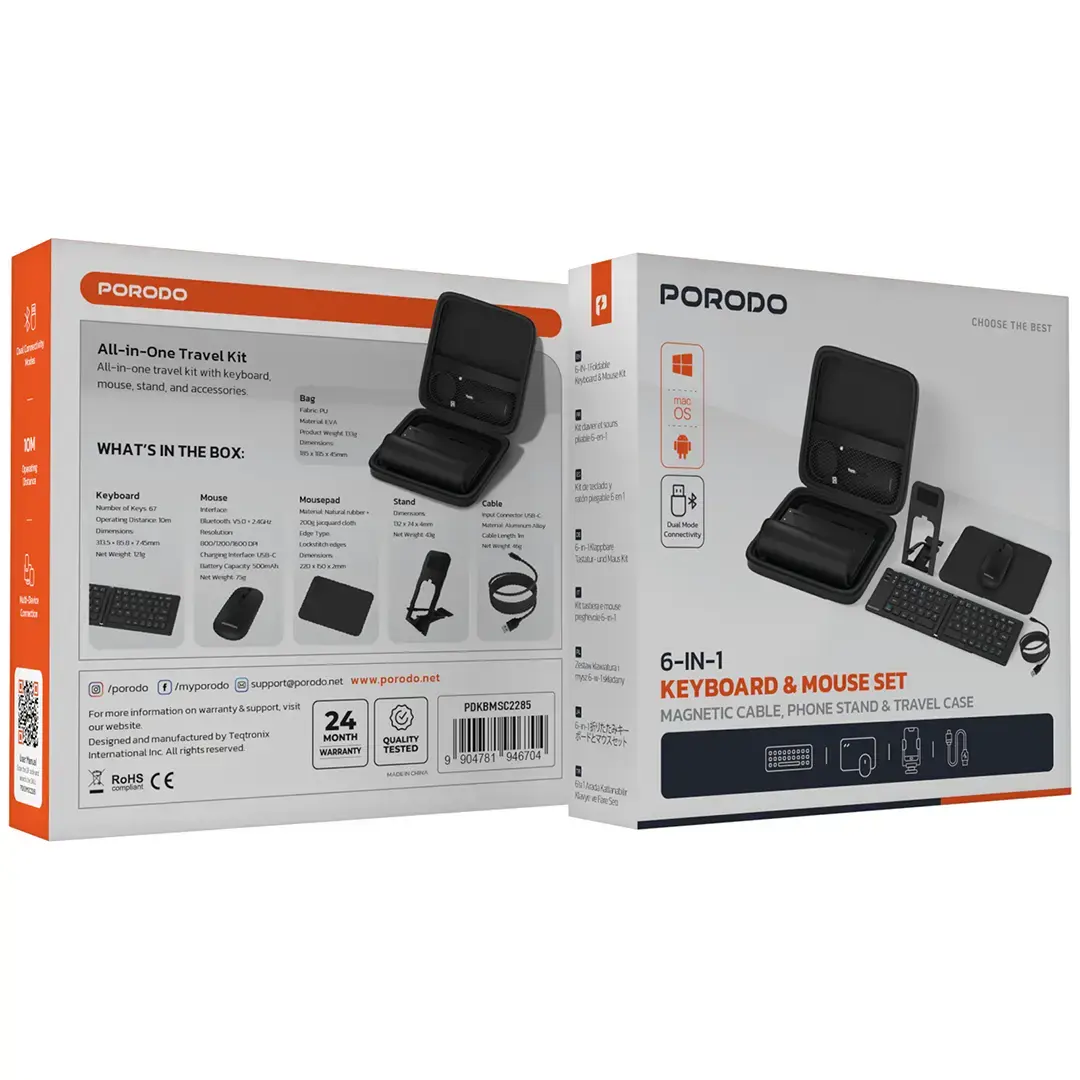 Porodo 6-In-1 keyboard & mouse Set - PDKBMSC2285