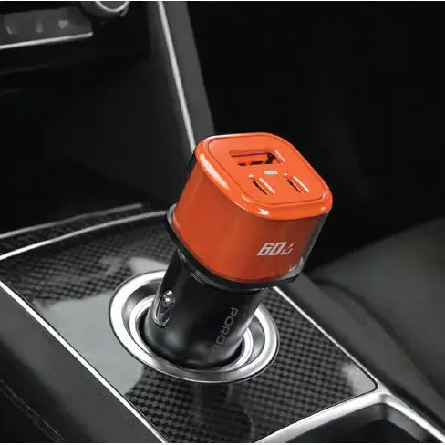 Porodo 60W Averin Multi-Port Car Charger Aluminum Alloy Housing - PDCCR60WOG