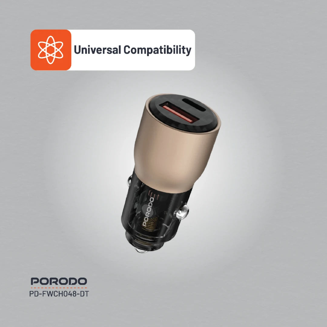 Porodo 95W Car Charger Transparent Multi-Device PD Charging - PDFWCH048GY
