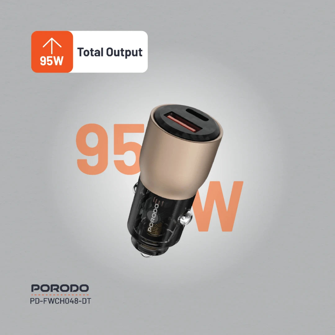 Porodo 95W Car Charger Transparent Multi-Device PD Charging - PDFWCH048GY