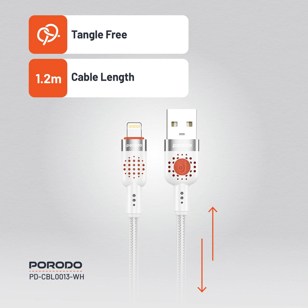 Porodo Braided Cable USB-A to Lightning - PDCBL0013BK
