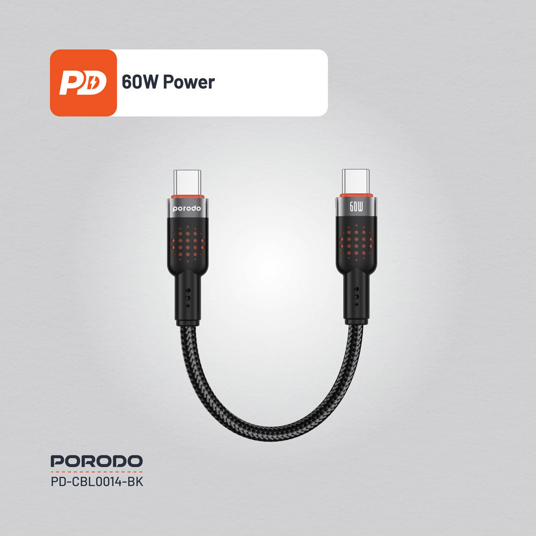 Porodo Braided Cable Type-C to C - PD-CBL0014-BK