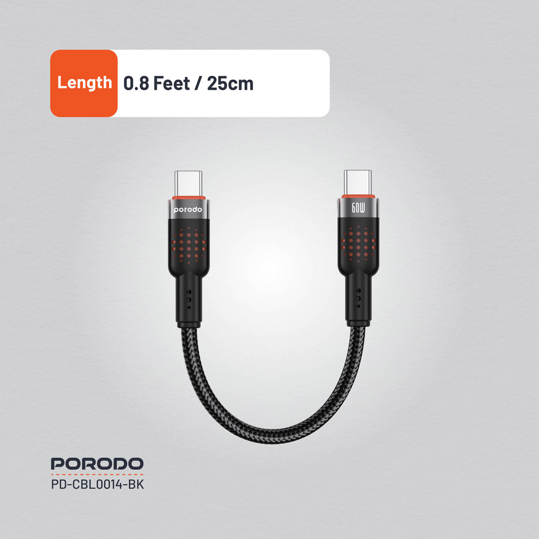 Porodo Braided Cable Type-C to C - PD-CBL0014-BK