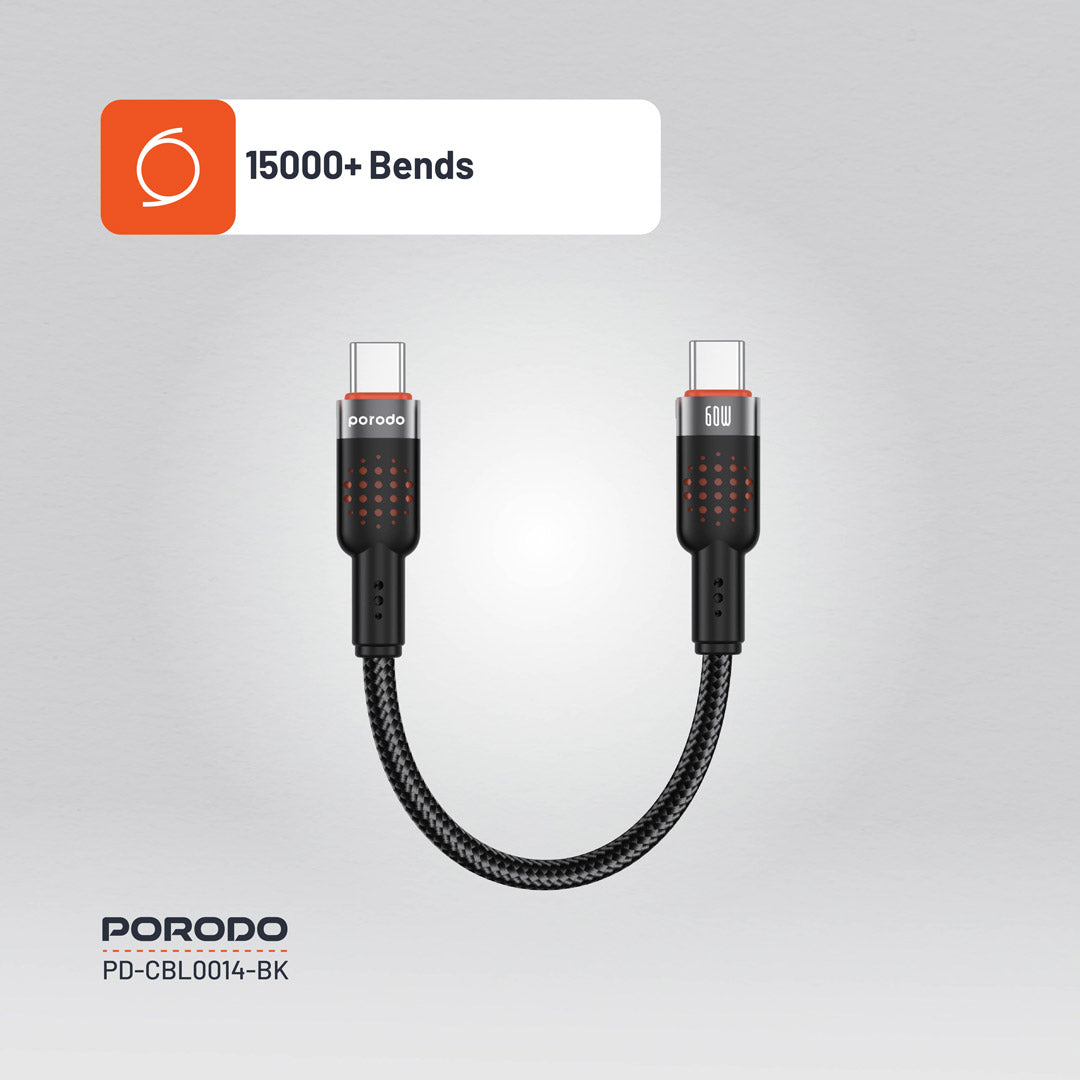 Porodo Braided Cable Type-C to C - PD-CBL0014-BK