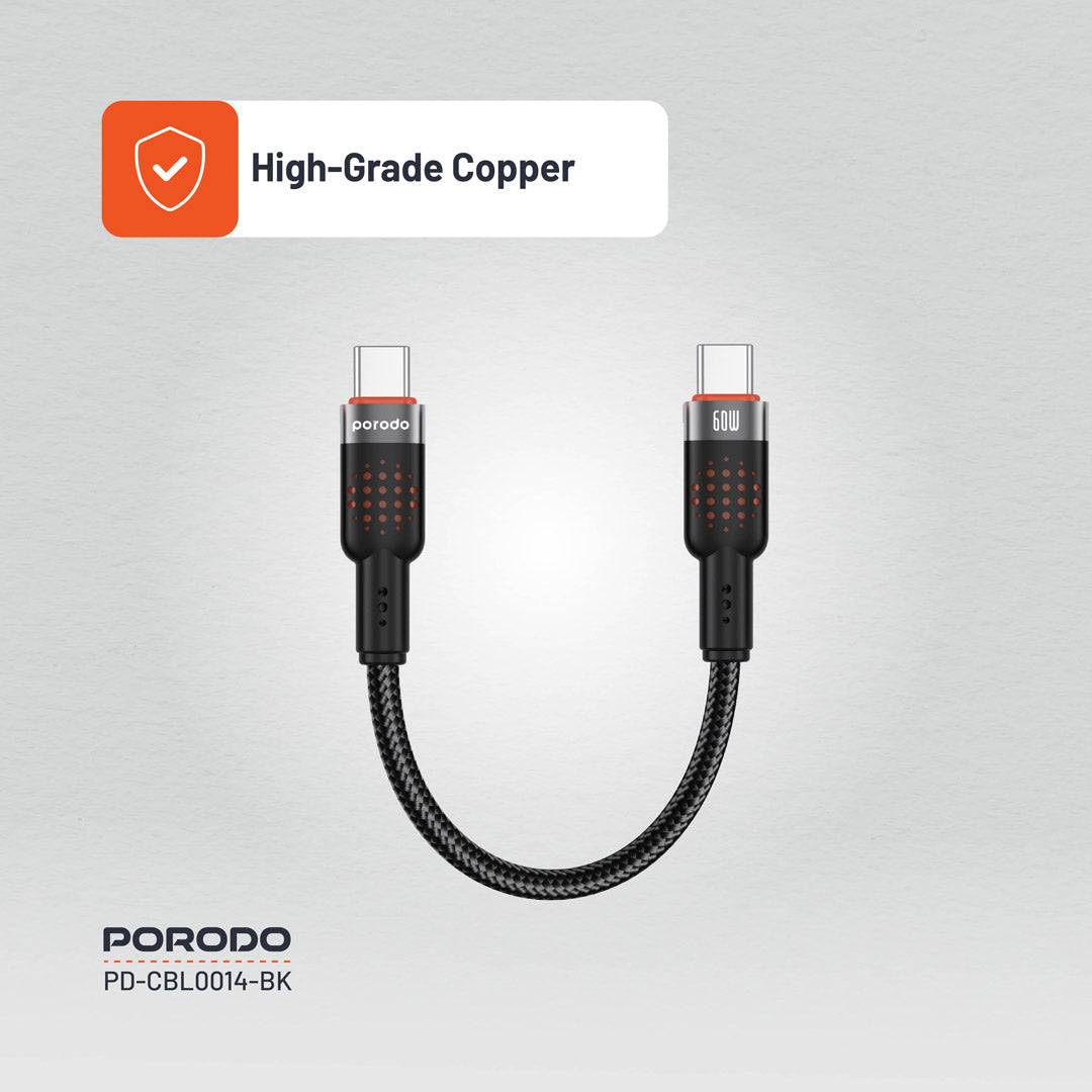 Porodo Braided Cable Type-C to C - PD-CBL0014-BK