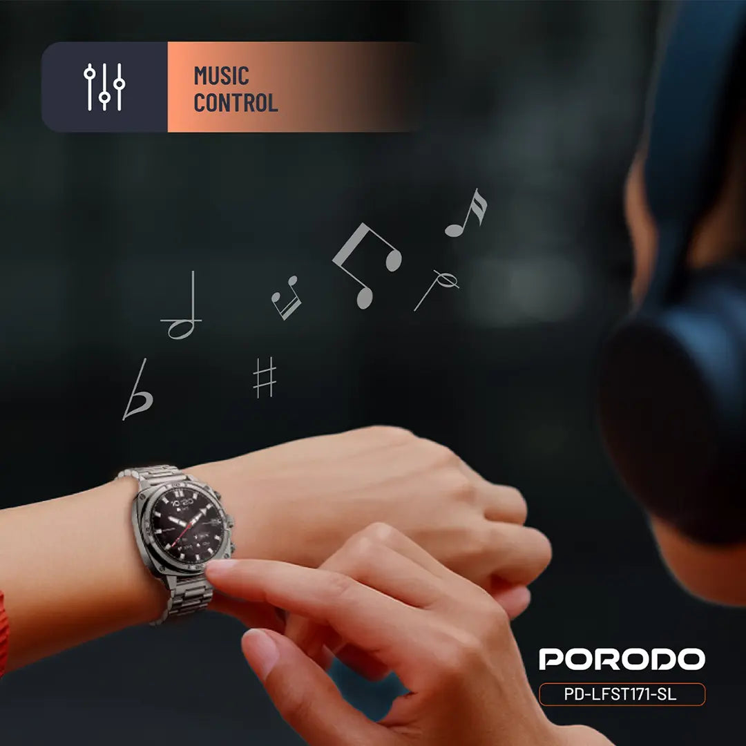 Porodo Chrono Steel Smart Watch - PDLFST171SL