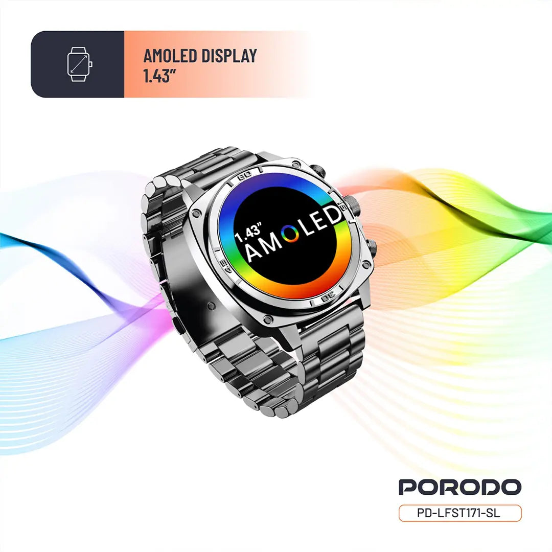 Porodo Chrono Steel Smart Watch - PDLFST171SL