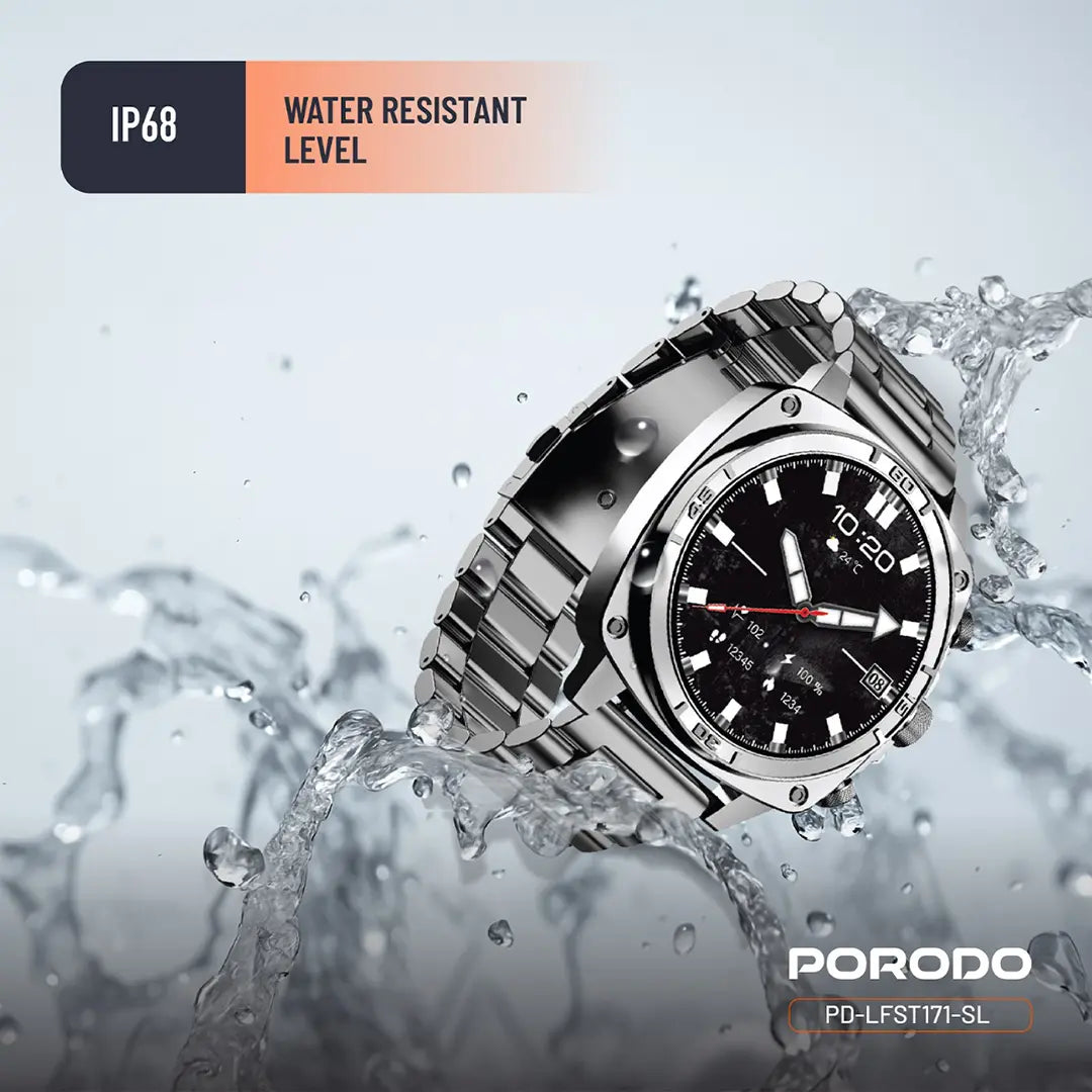 Porodo Chrono Steel Smart Watch - PDLFST171SL
