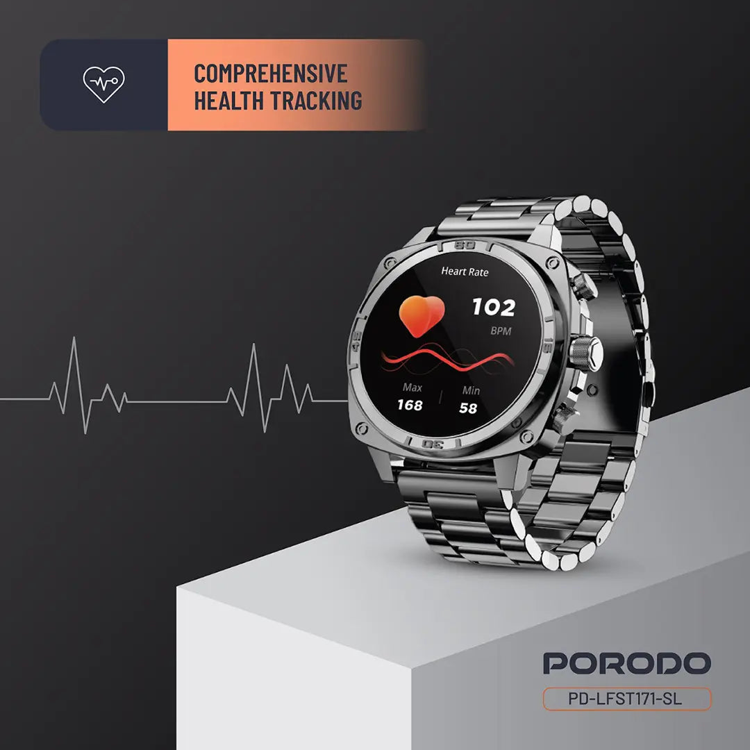 Porodo Chrono Steel Smart Watch - PDLFST171SL
