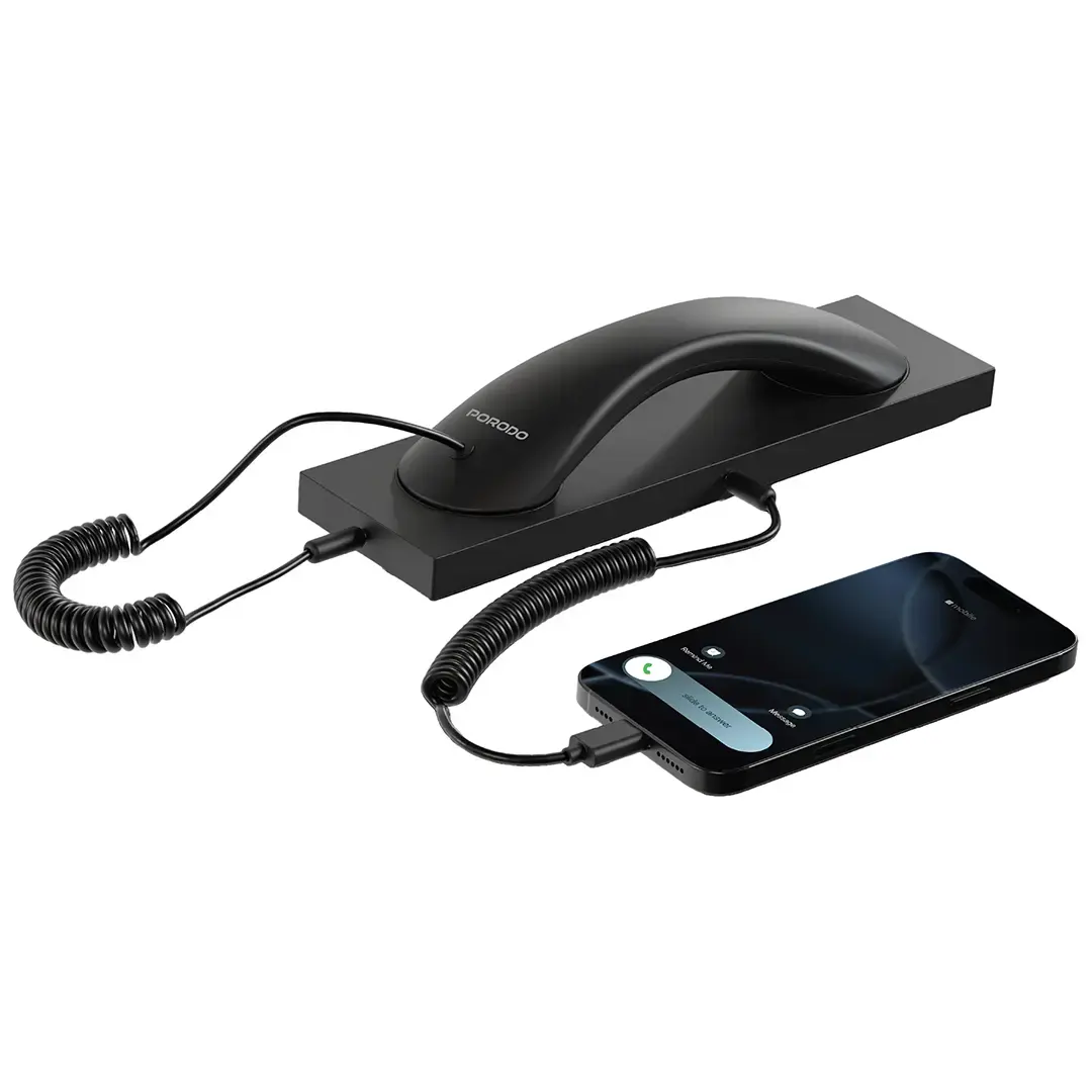 Porodo Classic Retro Phone Handset With Type-C Connector - PD3286BK