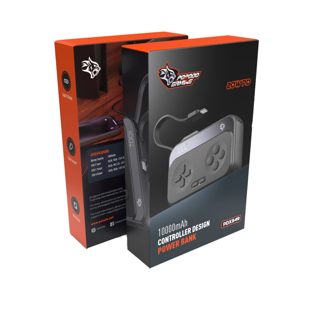 Porodo Gaming 10000mAh Controller Design Power Bank - PDX549-BK
