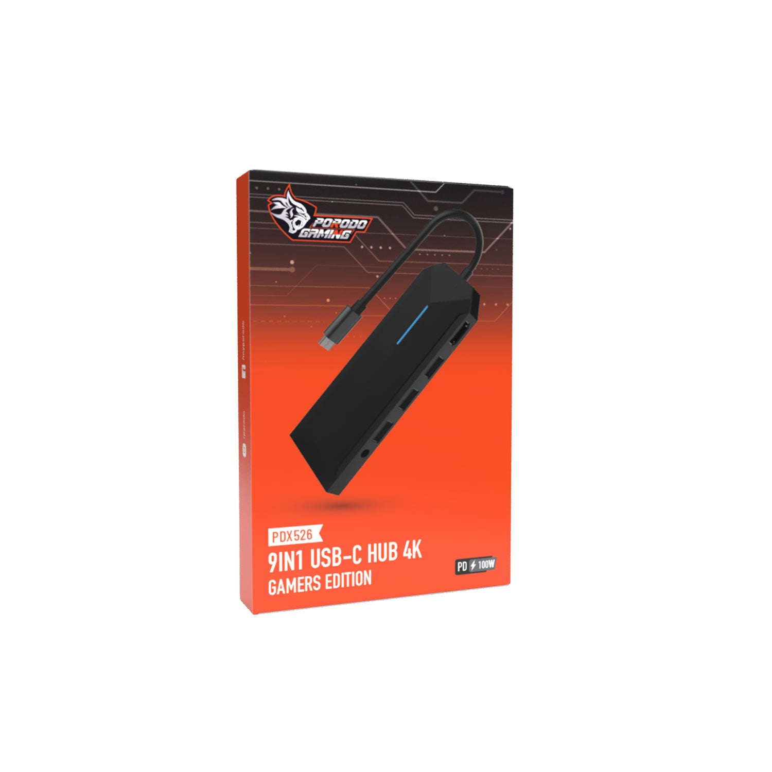 Porodo Gaming 9in1 USB-C HUB 4K Gamers Edition - PDX526
