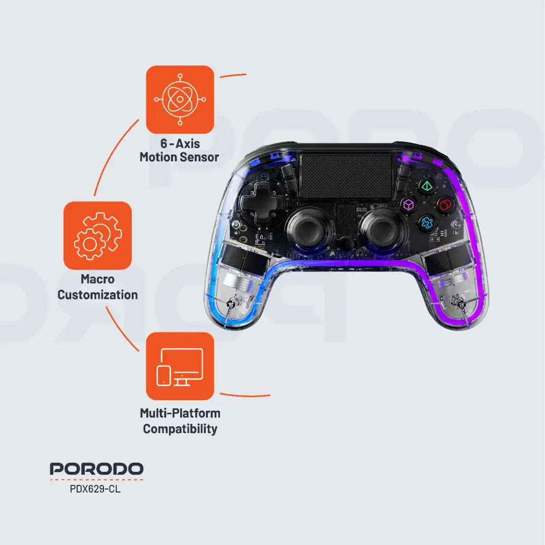 Porodo Gaming Crystal Shell PS4 Controller - PDX629BK