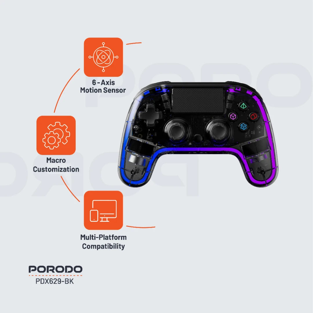 Porodo Gaming Crystal Shell PS4 Controller - PDX629BK
