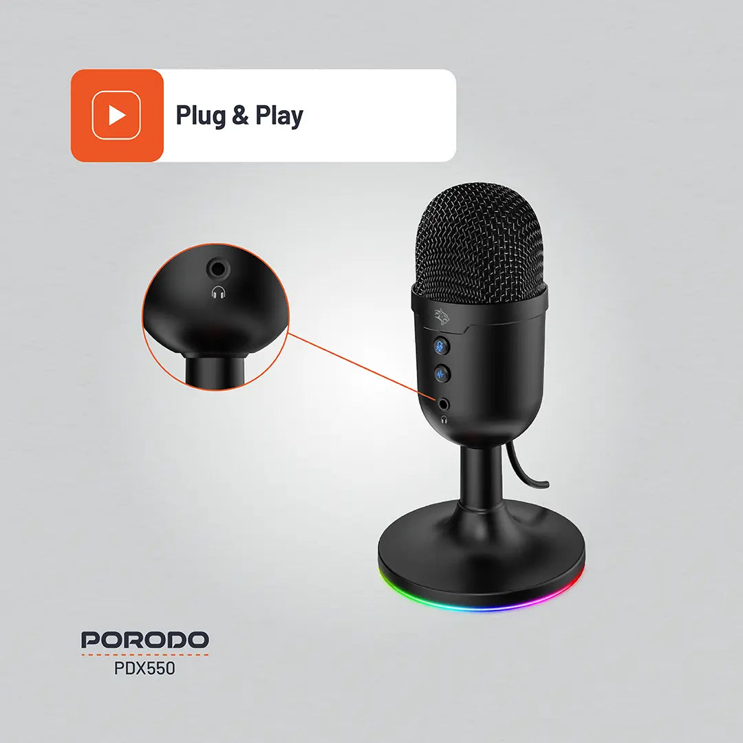 Porodo Gaming Omni-Directional USB Microphone - PDX550