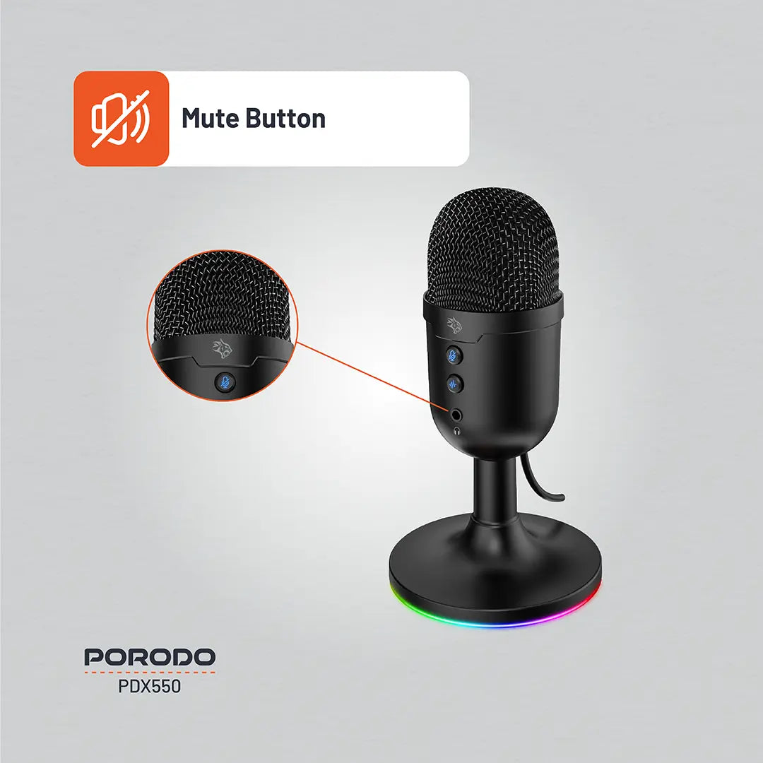 Porodo Gaming Omni-Directional USB Microphone - PDX550