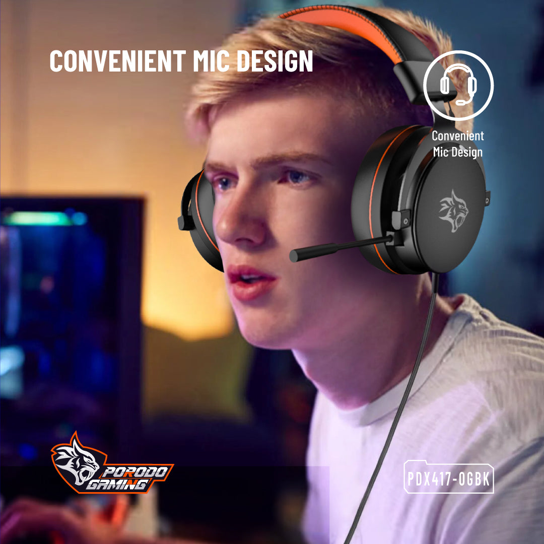 Porodo Gaming 7.1 Surround Gaming Headset Soft Breathable Ear Pads - PDX417OGBK