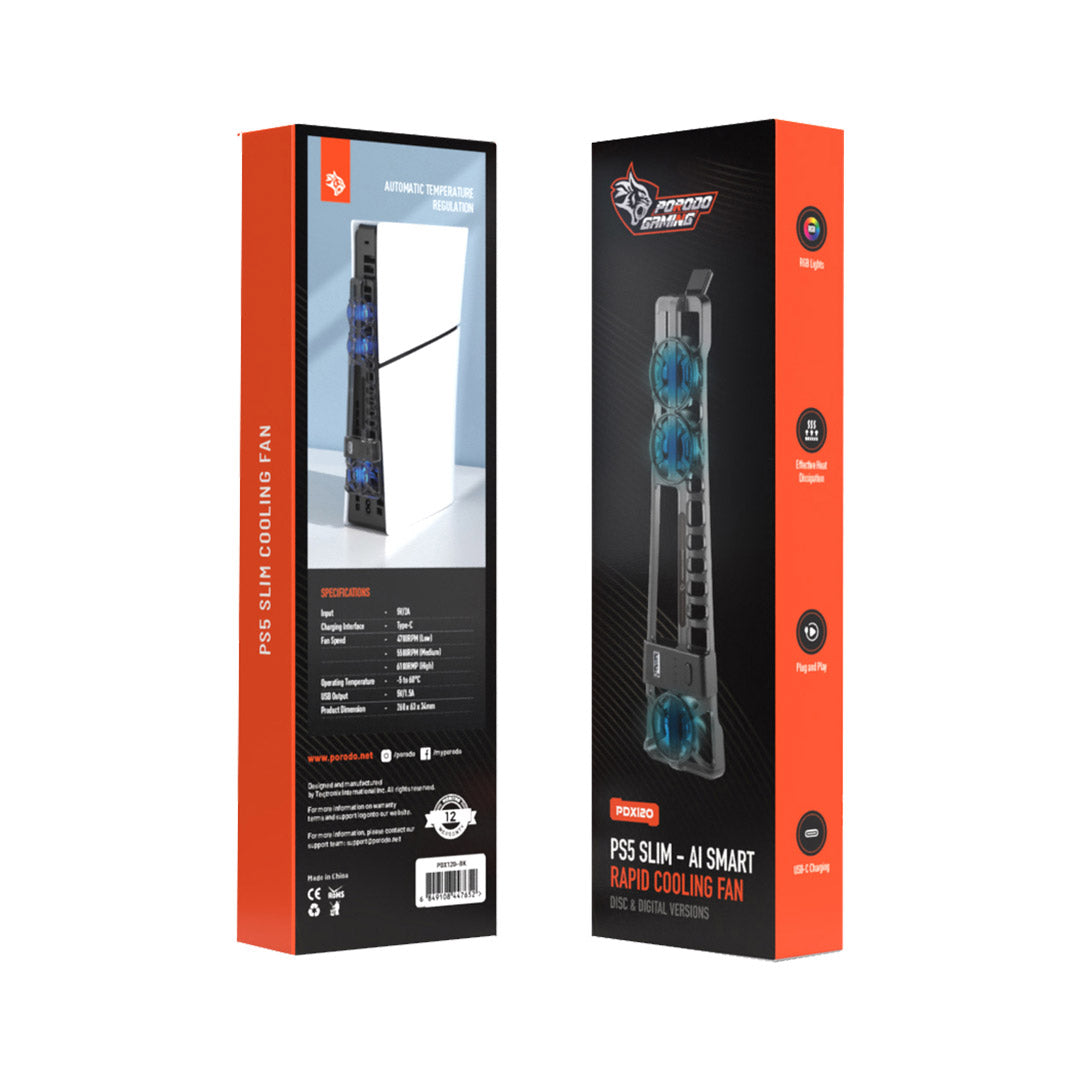 Porodo Gaming - AI Smart Rapid Cooling Fan - PDX120-BK
