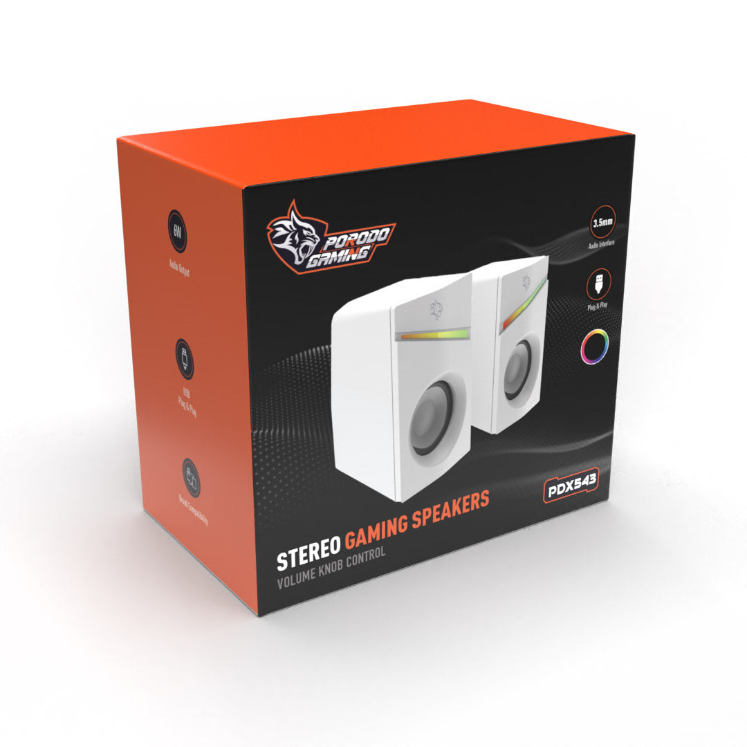Porodo Gaming Stereo Gaming Speakers Volume Knob Control - PDX543-BK
