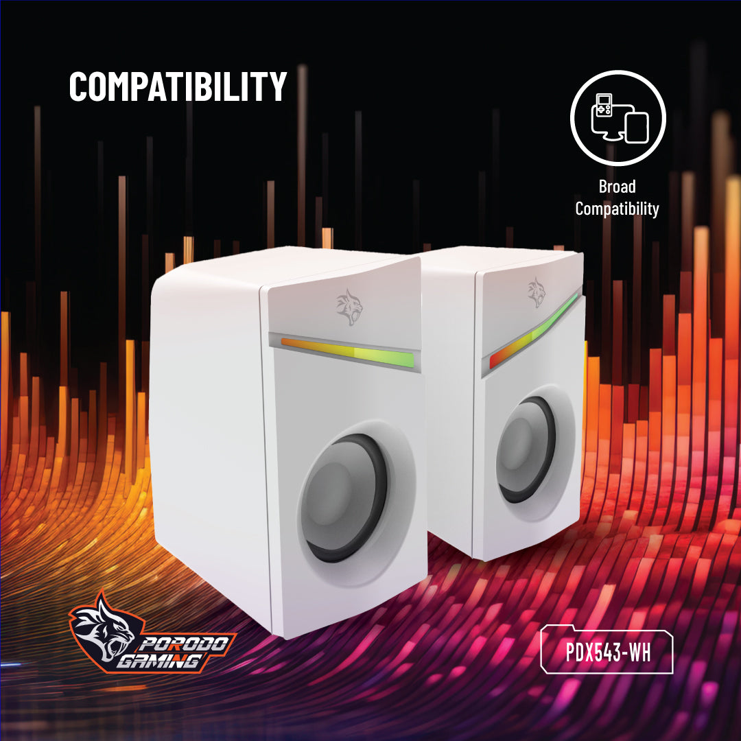 Porodo Gaming Stereo Gaming Speakers Volume Knob Control - PDX543-BK