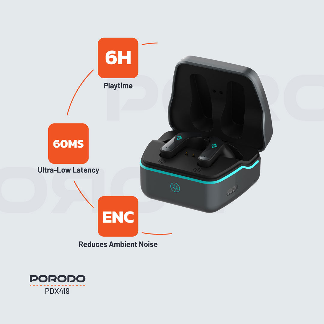 Porodo Ultra Low-Latency Gaming Earbuds - PDX419