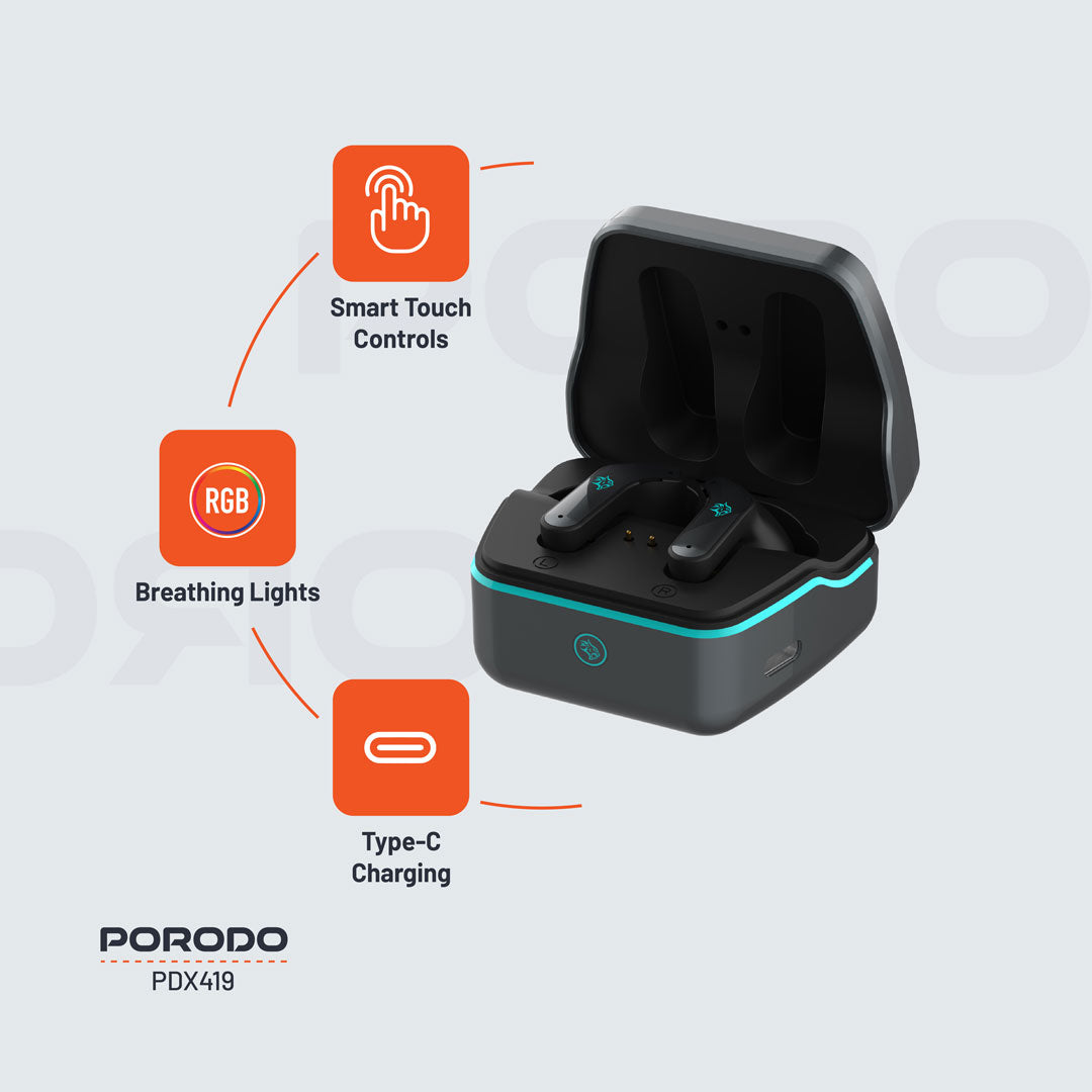 Porodo Ultra Low-Latency Gaming Earbuds - PDX419