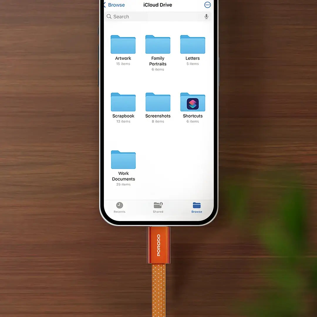 Porodo High-Speed USB-C Braided Cable Charging & Data Transfer - PD60WCBSOG