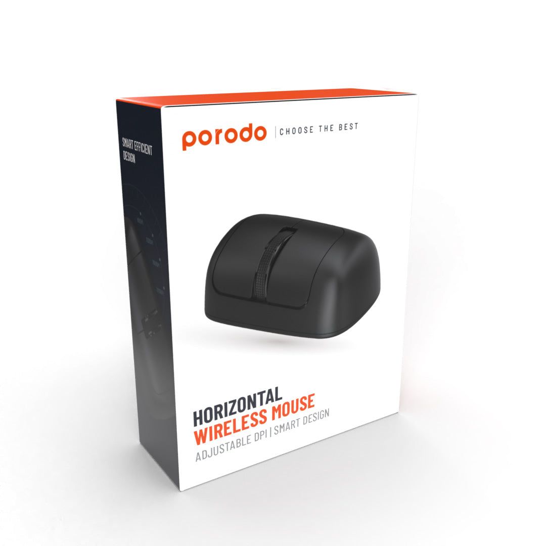 Porodo Horizontal Wireless Mouse Adjustable DPI & Smart Design - PD-WHRMS-BK