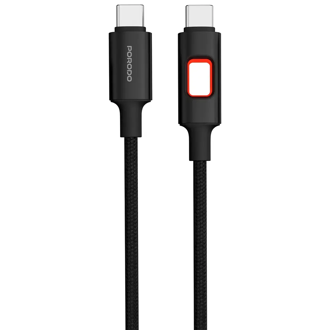 Porodo LED Braided USB-C to USB-C Cable Charging & Data Transfer PD 60W - PDCBLXGH04BK