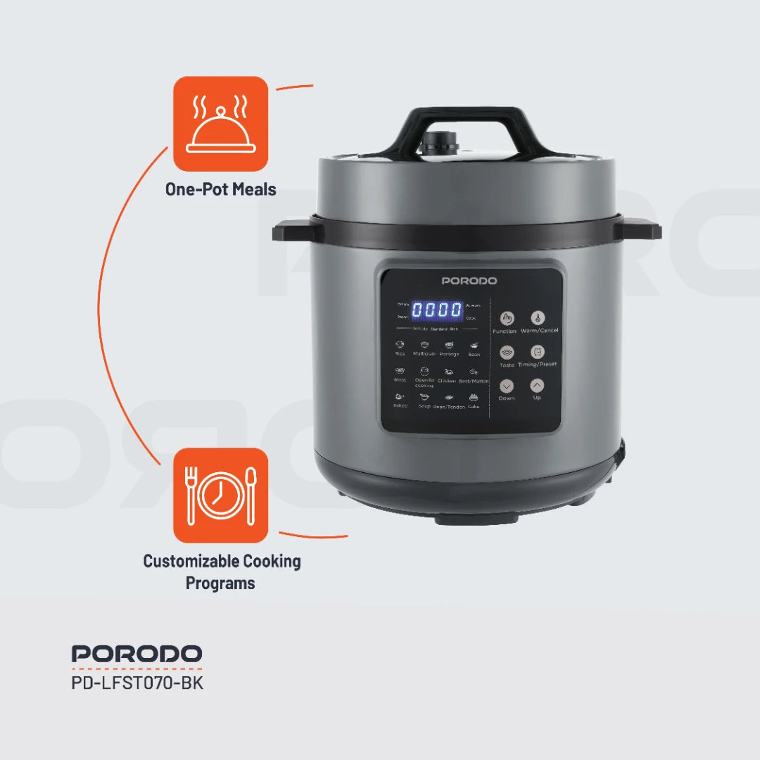 Porodo Lifestyle 1300W Multi-Cuisine Pressure Cooker - PD-LFST070-BK
