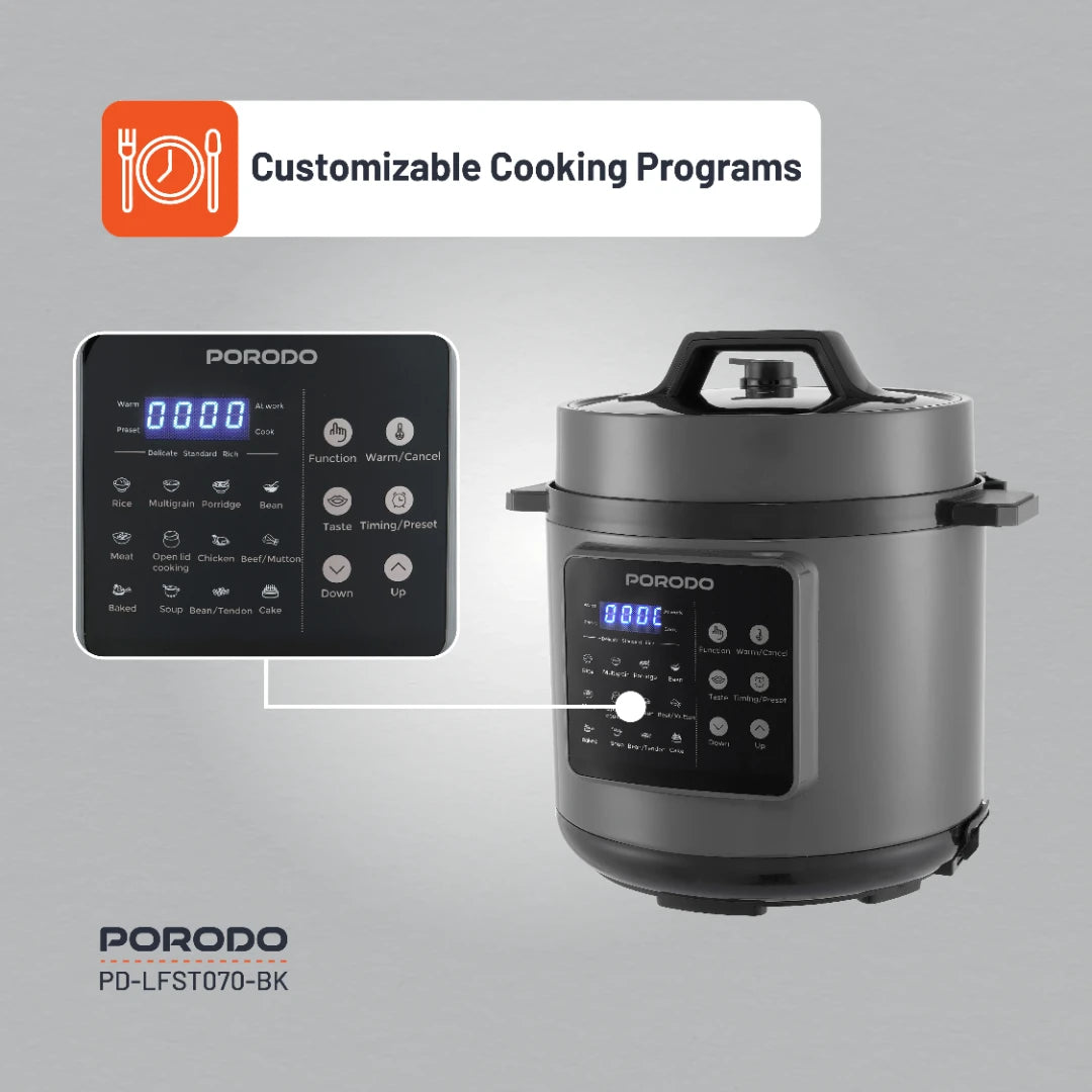 Porodo Lifestyle 1300W Multi-Cuisine Pressure Cooker - PD-LFST070-BK