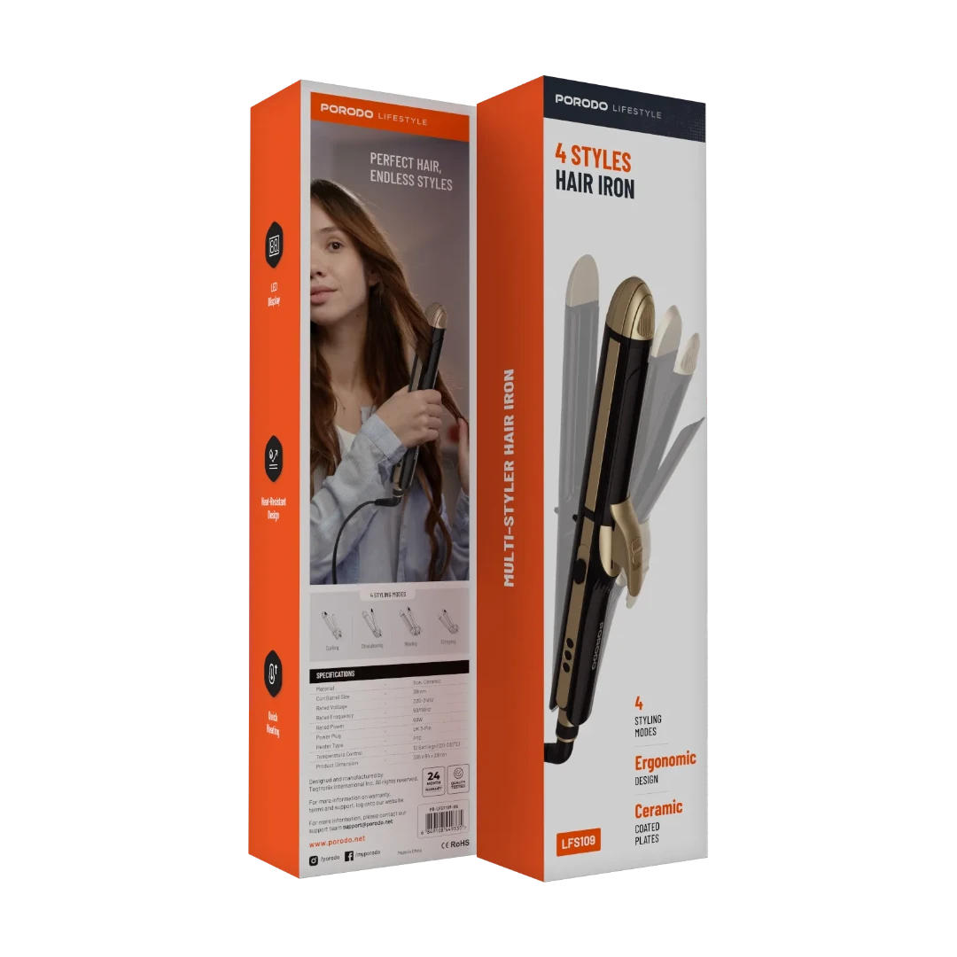 Porodo Lifestyle 4 Style Hair Iron - PD-LFST109-BK