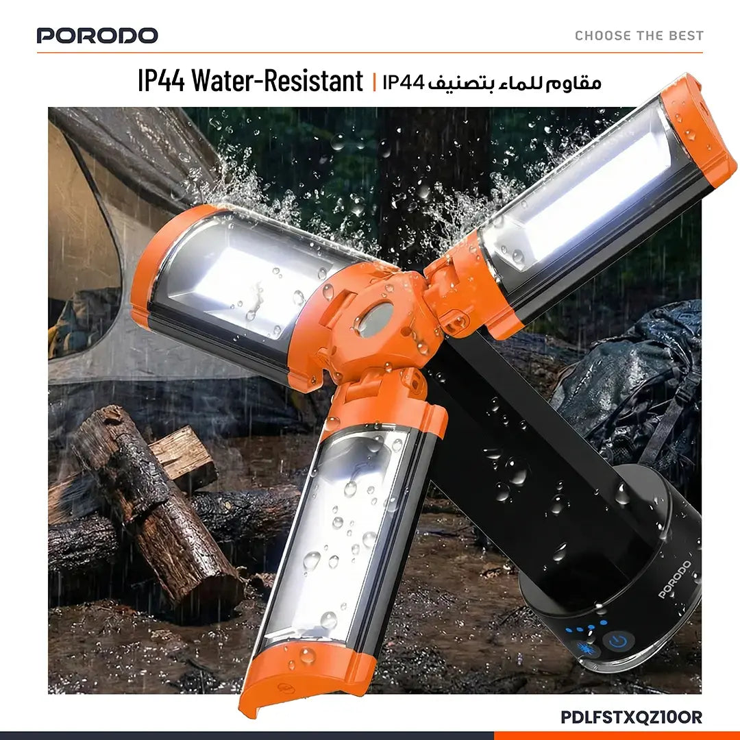 Porodo Lifestyle 9000mAh Work Lantern Foldable Multi-Mode LED Light - PDLFSTXQZ10OR